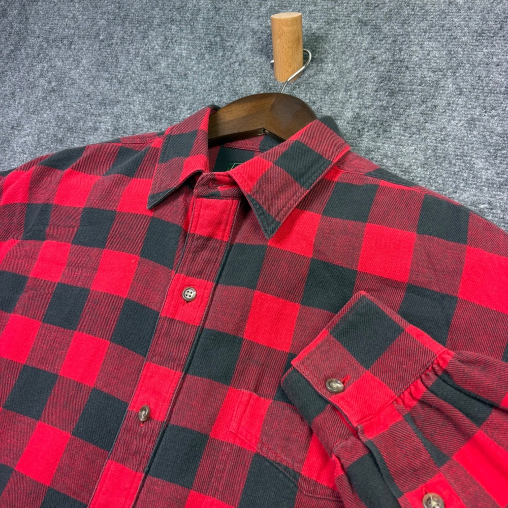 Ralph Lauren Country Flannel Shirt Mens M Red Black Buffalo Plaid Pullover 0336